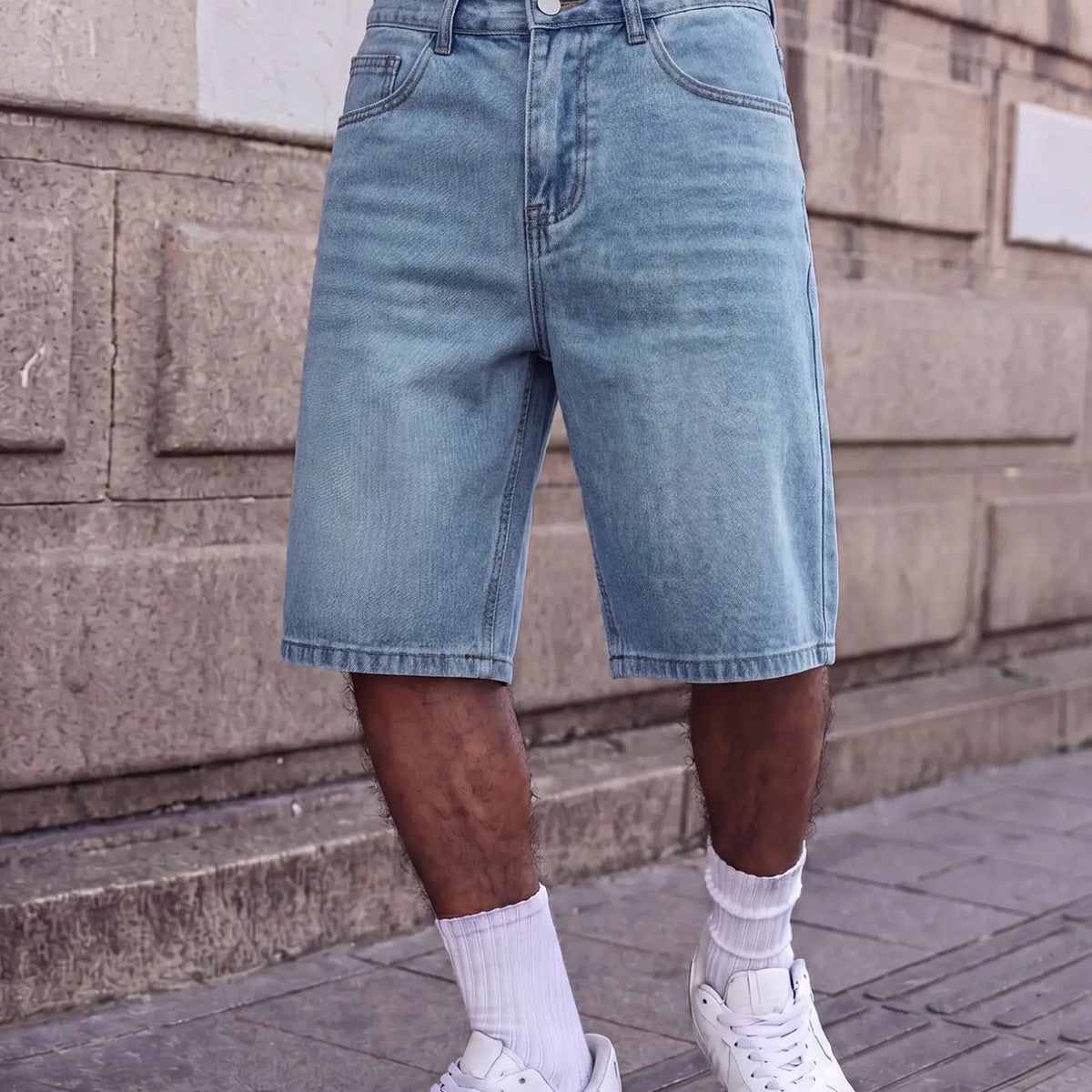 Men’s Black and Gray Loose Washed Denim Shorts Denim Clothing, Street Style, Non-Stretch Summer Streetwear, Sizes XS–XXL (Label W30–W40, Size S Fits 32-Inch Waist)