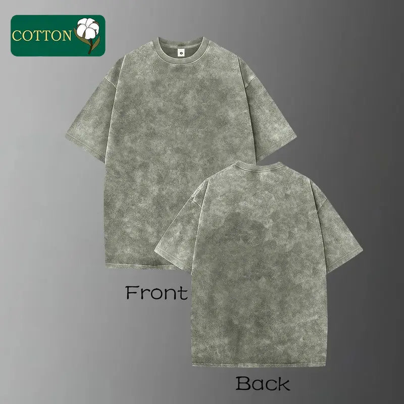 Men’s Retro Street Style Lightweight Cotton Short-Sleeve T-Shirt - Palm Tree Print, Washed Distressed Design, Good Graphic Tees - Suitable for Casual Wear, Sports - Ideal Summer Gifts for Him, Tops, Shortsleeve