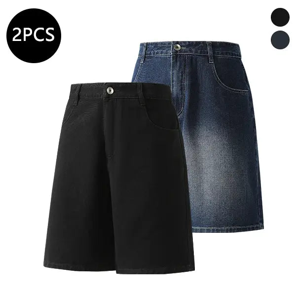 5-Pack Men’s Summer Knee-Length Denim Shorts — Trendy High-Street/Streetwear Athletic Casual Loose Fit, Ideal for Fitness and Running