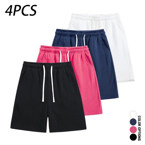 Pack of 4 men’s casual shorts featuring a drawstring waist; skin-friendly, breathable, and versatile. Summer loose fit for everyday wear, leisure, sports, and fitness.summervibes