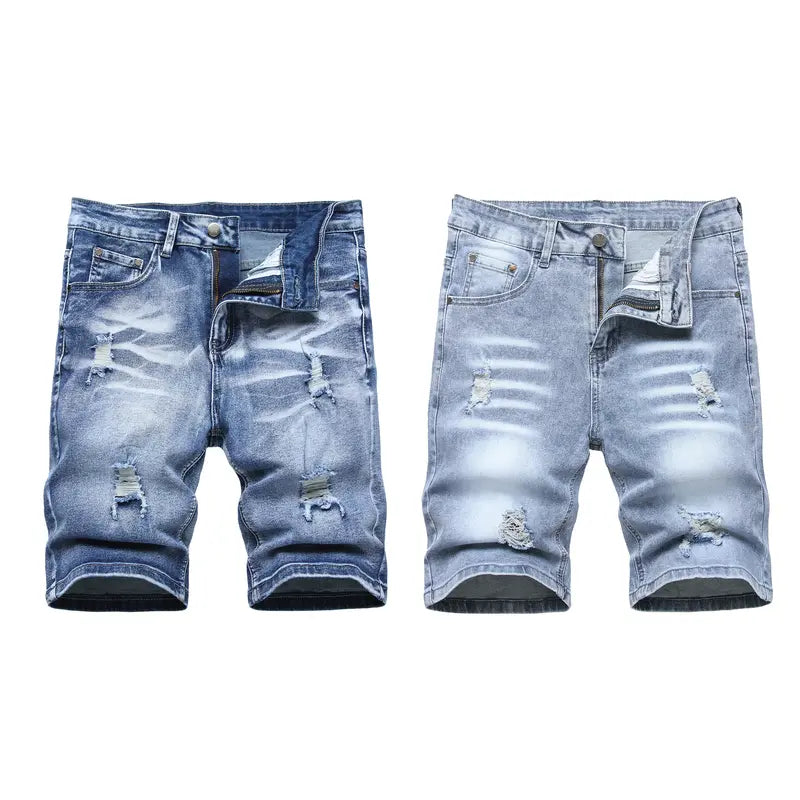JUNBAOSS Men's Multi Pack Slim Fit Stretch Denim Shorts Ripped Skinny Jean Shorts for Men,Fashion Straight Comfort Flex Waist Short Jean