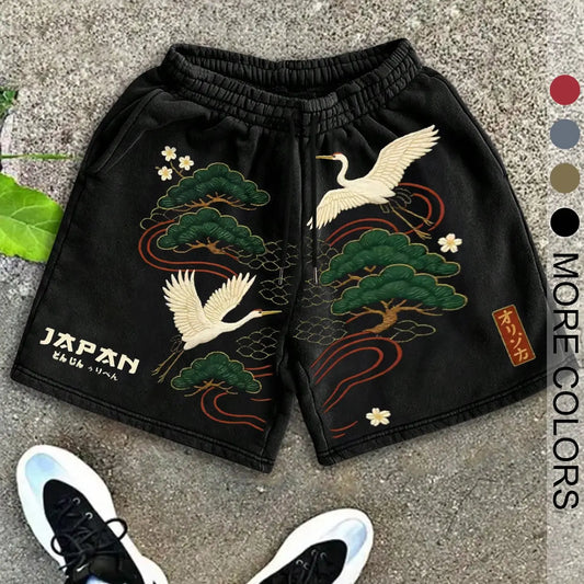 Men's Graphic Shorts, Street Style, Casual Knee-Length Fit, Drawstring Waist, All-Season Comfortable & Versatile Wear, Casual Summer Shorts