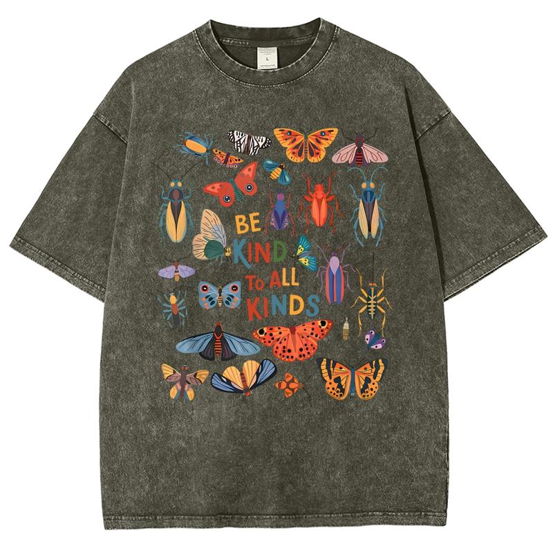 Men's Cotton Tshirt - Vintage 90s "Be Kind To All Kinds Insect Bugs" Graphic Top, Oversized Trendy Menswear Streetwear, Casual Vacation Outfit