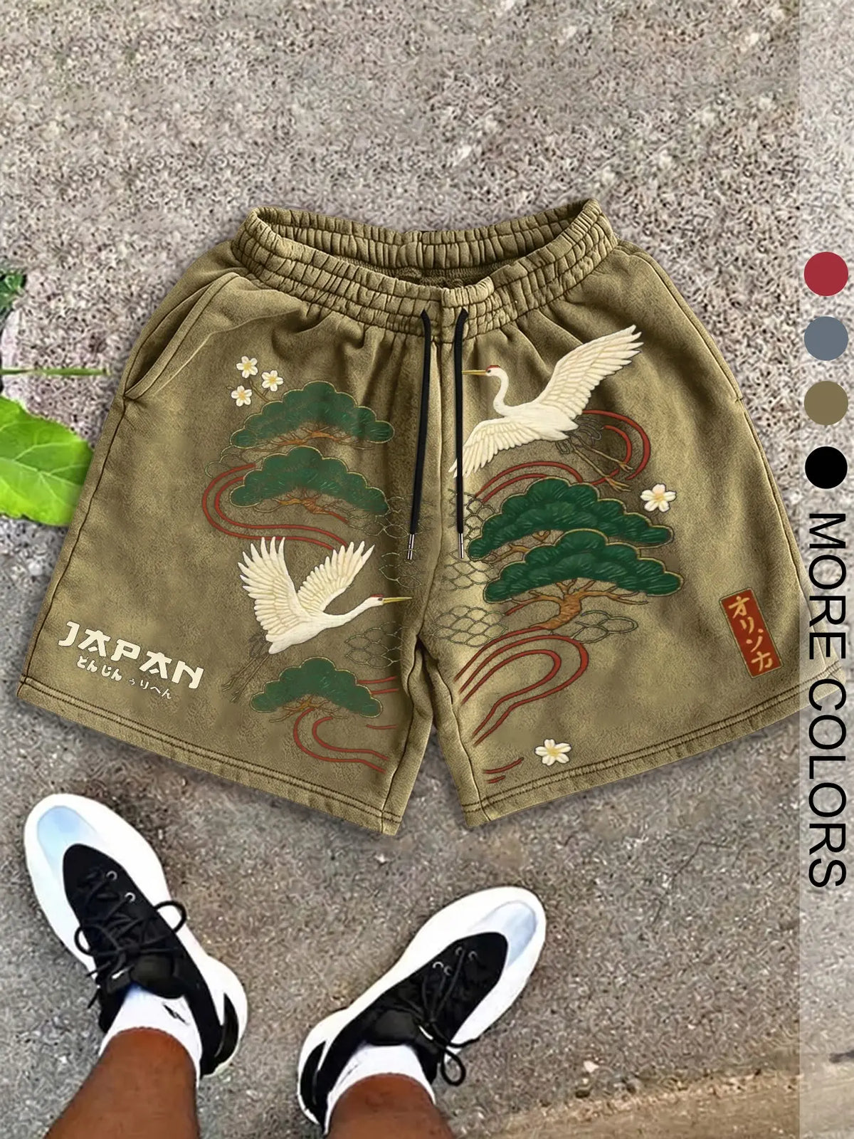 Men's Graphic Shorts, Street Style, Casual Knee-Length Fit, Drawstring Waist, All-Season Comfortable & Versatile Wear, Casual Summer Shorts