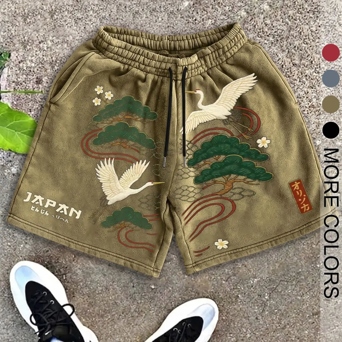 Men's Graphic Shorts, Street Style, Casual Knee-Length Fit, Drawstring Waist, All-Season Comfortable & Versatile Wear, Casual Summer Shorts