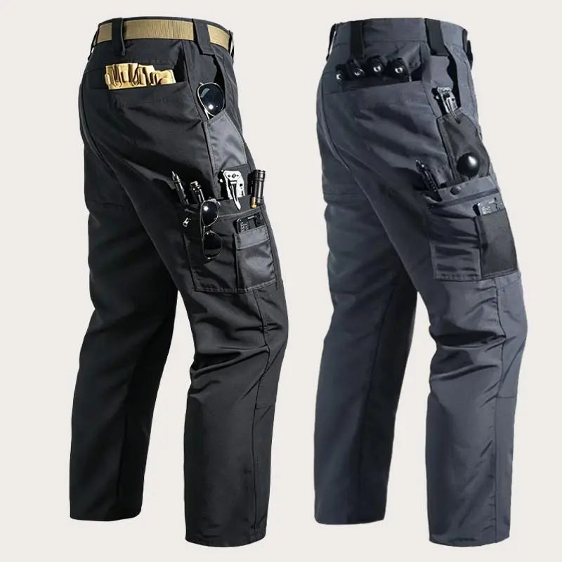 4-pack men’s tactical cargo pants with multiple pockets, durable fabric, perfect for outdoor activities and casual wear; work pants (no belt).