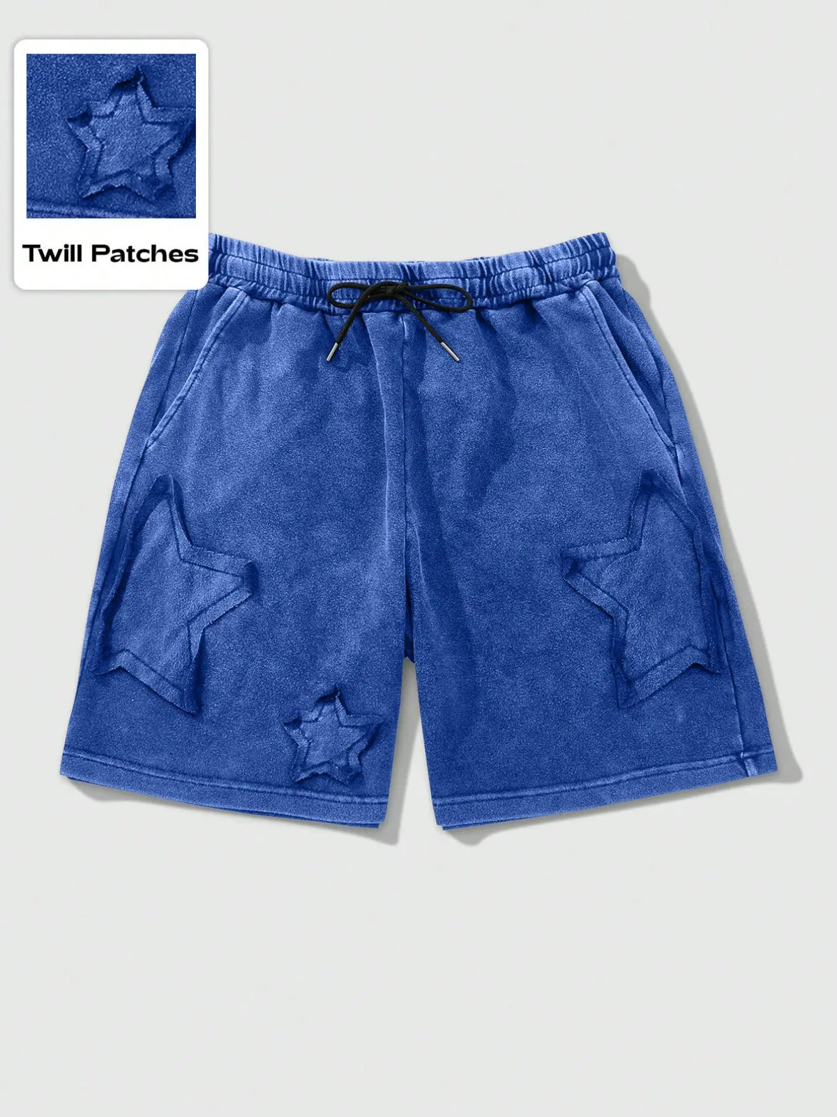 Ezwear Baggy Shorts with Drawstring Waist and Patch Design, Comfortable and Trendy, Perfect Summer Casual Essential, Loose-Fitting Style, Elastic Waist Drawstring Lounge Shorts
