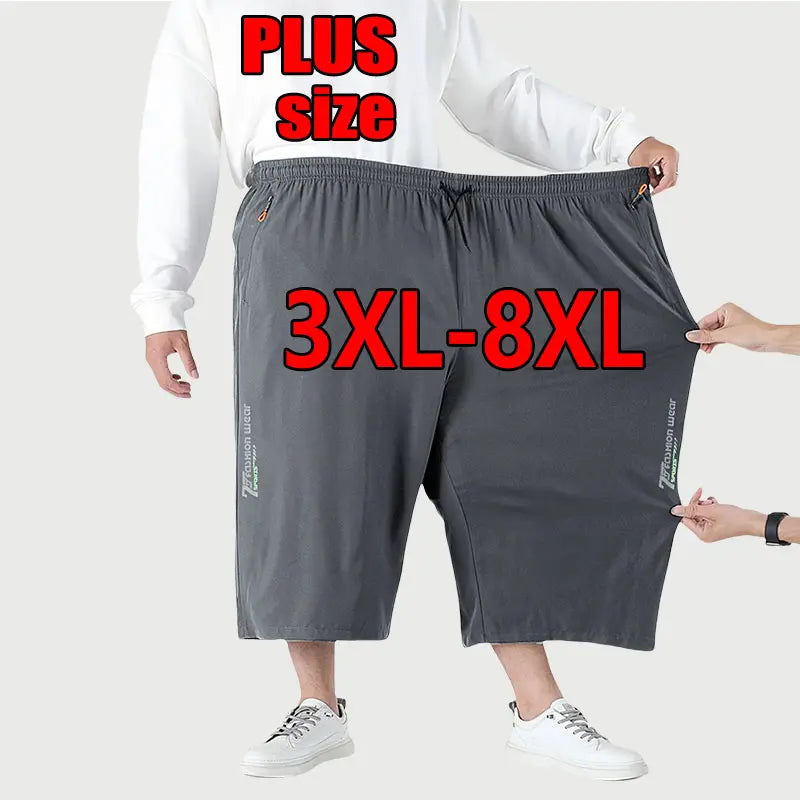 Men's 3XL-8XL Oversized Loose Casual Athletic Shorts Fashion Print Design Zipper Pockets Adjustable Drawstring Waistband Breathable Quick-Dry Plus-Size Summer Shorts Black Dark Gray Dark Blue Multiple Sports Clothes Activewear