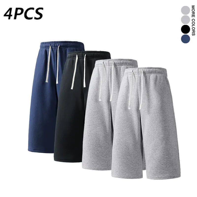 4PCS Men’s 7-Inch Casual Sweat Shorts + Free Socks, Loose Drawstring Workout Shorts, Multicolor,summervibes