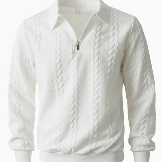 Men's Spring Outfits Knitted Polo Neck Long Sleeve Fitted Knitwear Sweatshirt for Daily Wear, Casual Basic Knitwear, Old Money Zipper Half Button Design, Casual Versatile Sweater Pullover, Essential for Man's Wardrobe