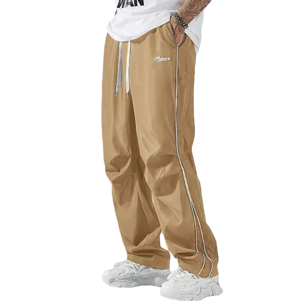 Father’s Day Gift Men’s Spring/Autumn Pants Set (1–3 pieces) | Lightweight & Soft | Side Gold Stripes | Loose Straight Fit | Street Style / Fitness / Casual Vibe | Black/Gray + Multiple Colors