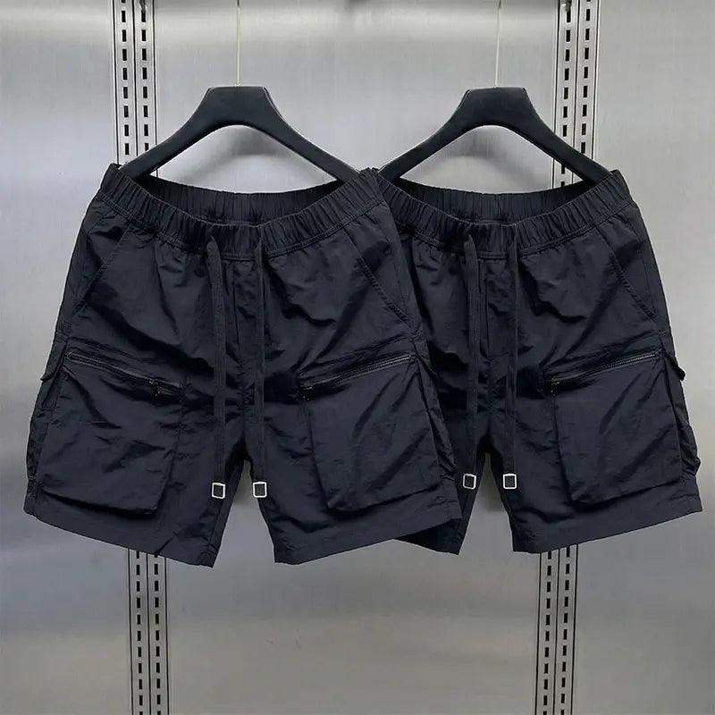 Men’s Japanese Retro 3-Pack Cargo Shorts Set - Streetwear Casual Bottoms, Multiple Pockets, Baggy, Lightweight, Above-Knee, Loose Straight Leg, Summer Everyday Wear, Retro Cargo Energy
