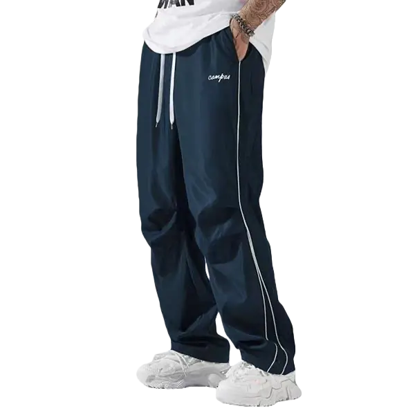 Father’s Day Gift Men’s Spring/Autumn Pants Set (1–3 pieces) | Lightweight & Soft | Side Gold Stripes | Loose Straight Fit | Street Style / Fitness / Casual Vibe | Black/Gray + Multiple Colors
