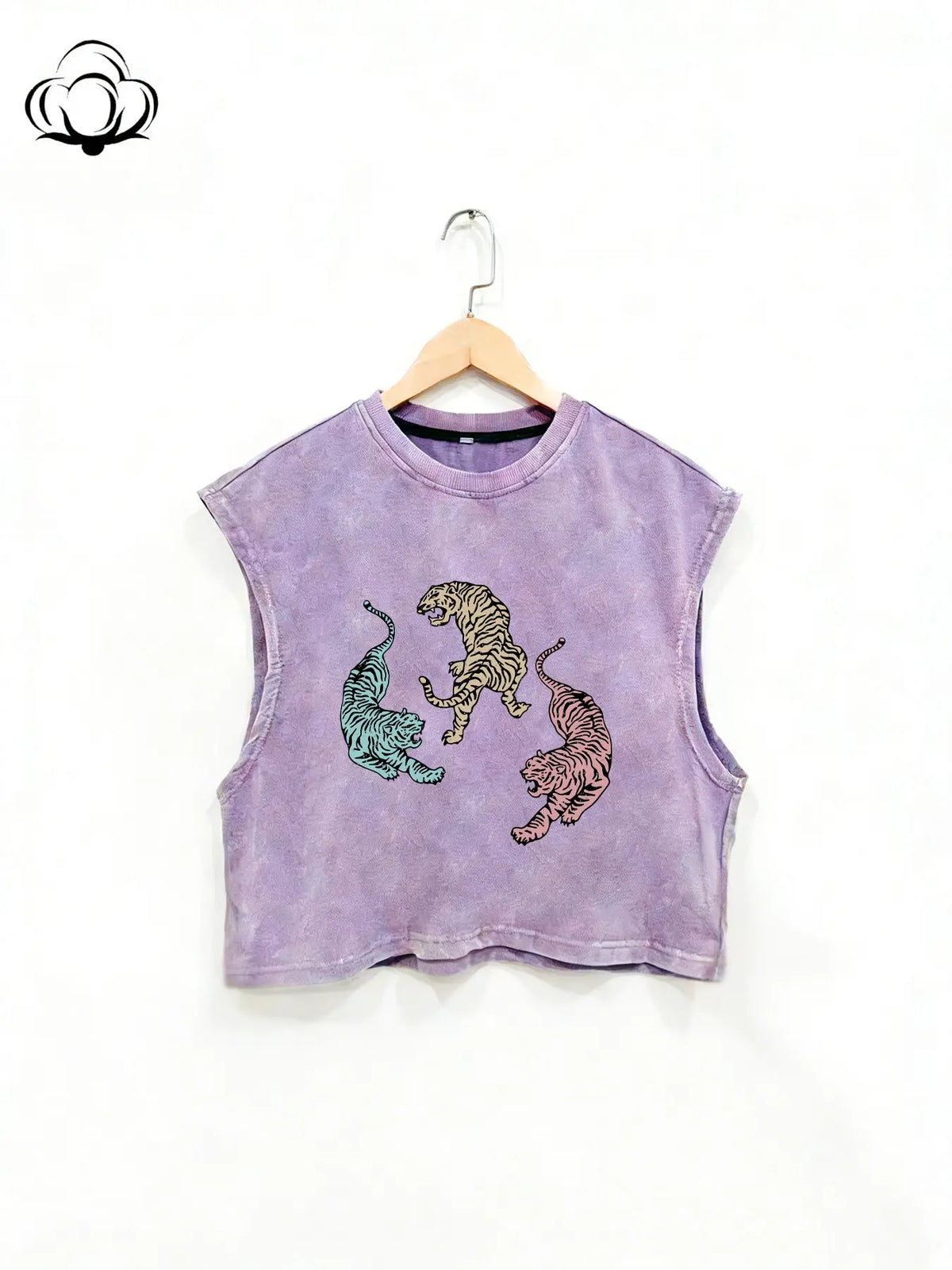 Fashion Tiger Print Cotton Vest, Loose-Fit Round Neck Sleeveless Top, Breathable Summer Essential, Street Style, All-Season Wear, Graphic Sleeveless Vest