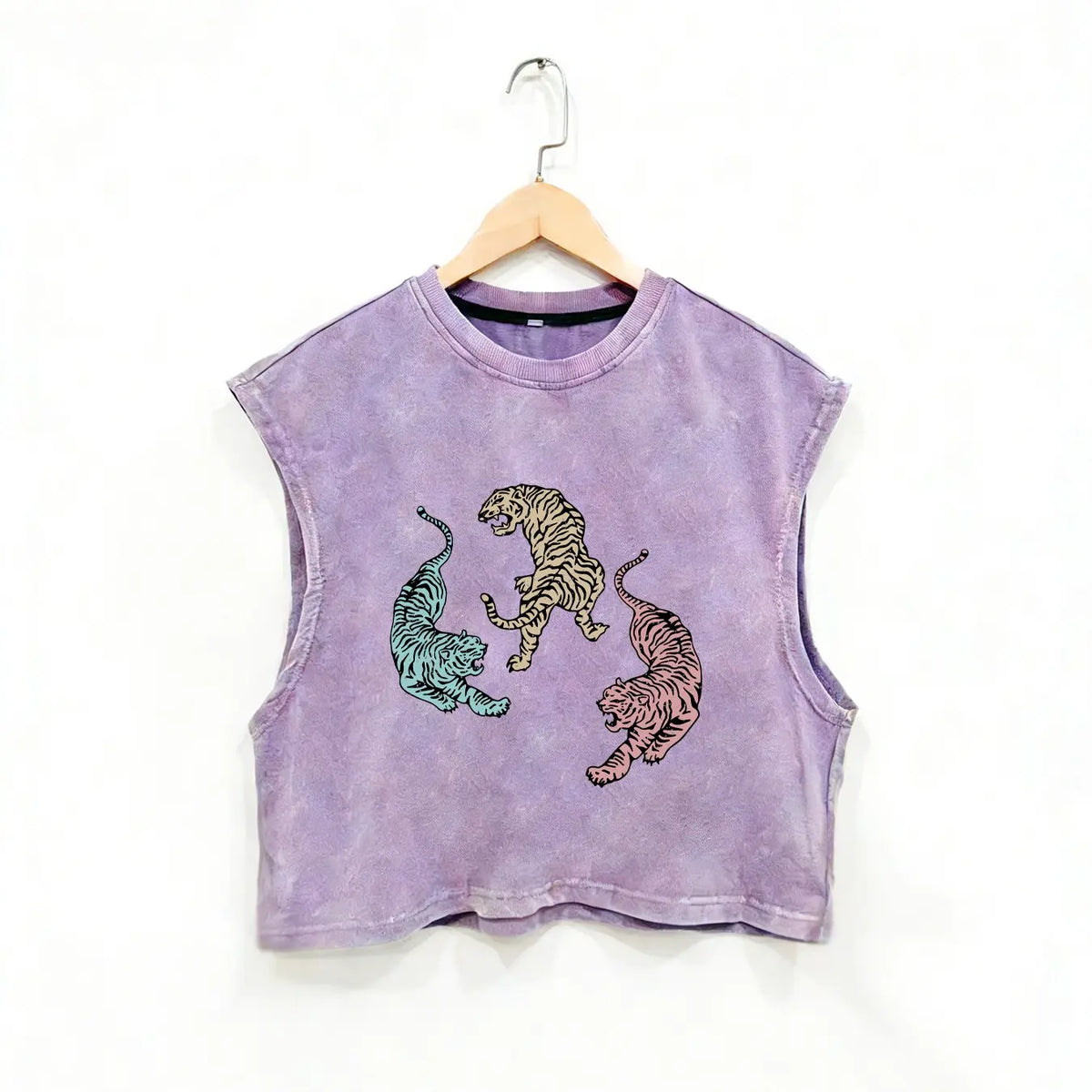 Fashion Tiger Print Cotton Vest, Loose-Fit Round Neck Sleeveless Top, Breathable Summer Essential, Street Style, All-Season Wear, Graphic Sleeveless Vest