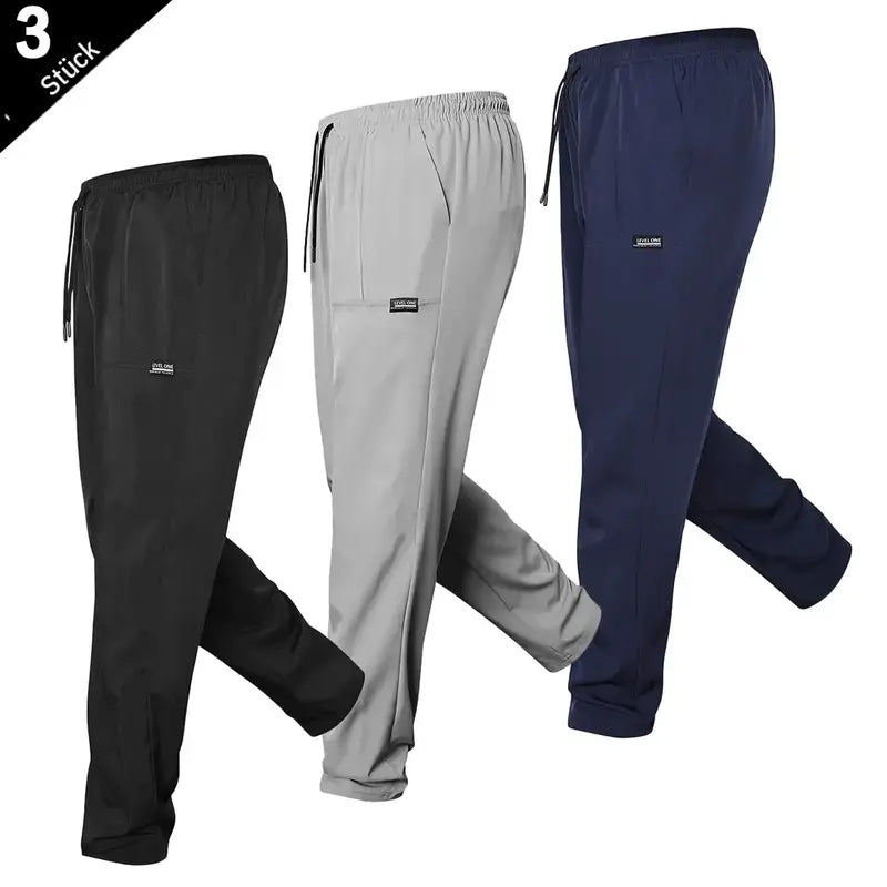 Men's 5 Piece Stylish Classic Casual Pants Set High Stretch Composite Fabric, Plain Regular Fit, Elastic Drawstring Waist, All Season Sporty Chic Clothes, Ideal for Daily Wear, Father's Day Gifts, Basics