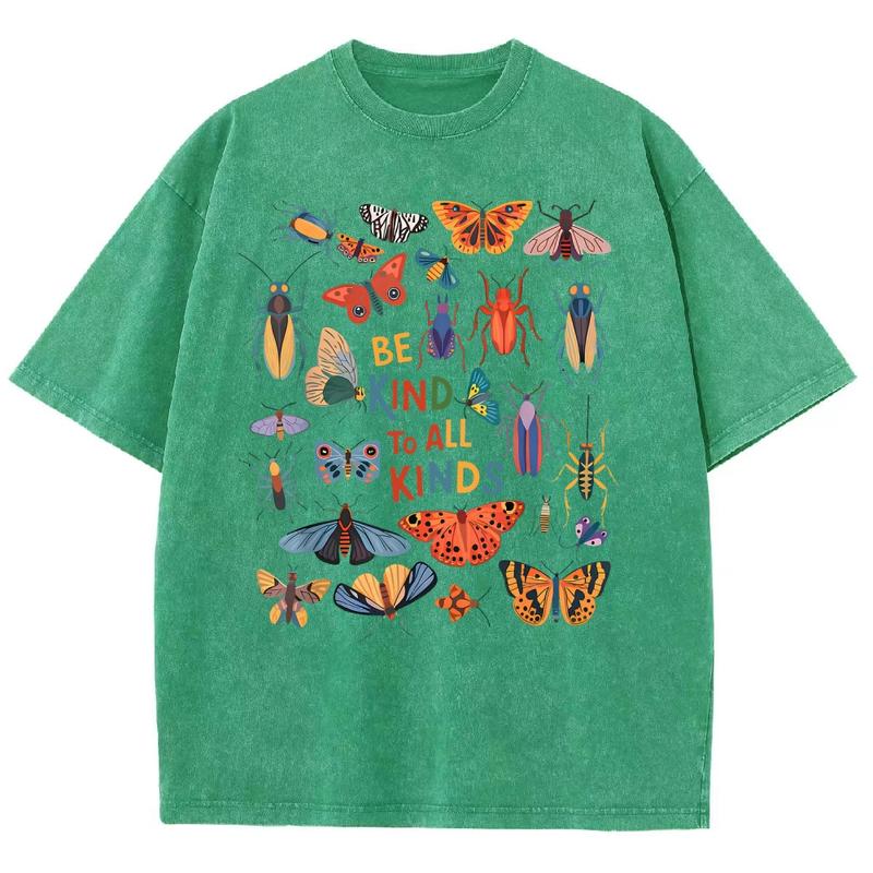 Men's Cotton Tshirt - Vintage 90s "Be Kind To All Kinds Insect Bugs" Graphic Top, Oversized Trendy Menswear Streetwear, Casual Vacation Outfit