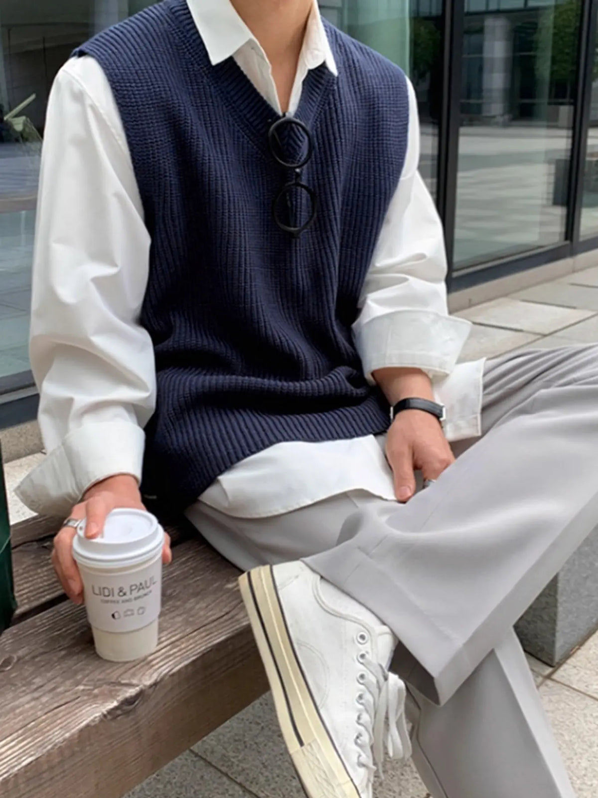 Men's Knitted Vest Spring Summer New Korean Style Loose Casual Sweater Backless Top, High-End Look, Comfortable Fit, Casual Comfy Vests