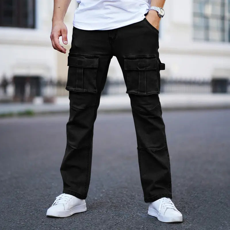 GINGTTO Men's Baggy Jeans Loose Hip Hop Wide Leg Denim Pants with Cargo Pockets