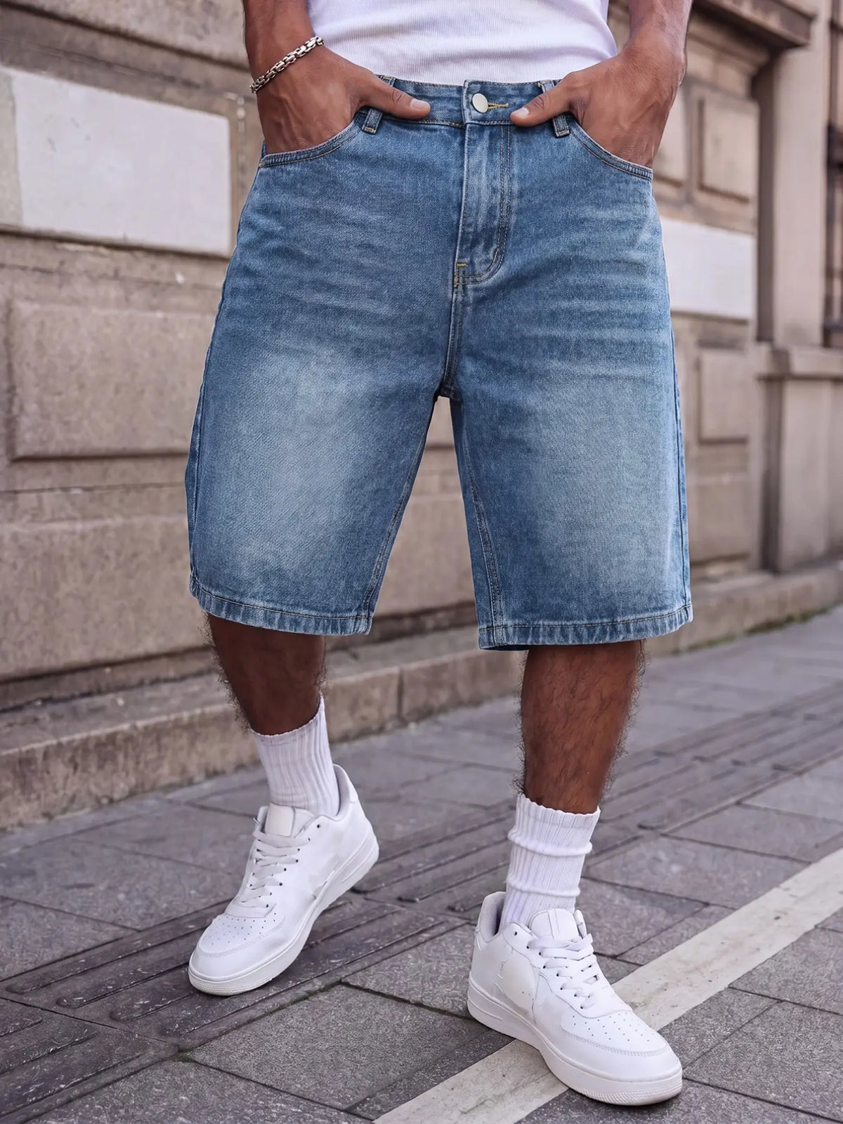 Men’s Black and Gray Loose Washed Denim Shorts Denim Clothing, Street Style, Non-Stretch Summer Streetwear, Sizes XS–XXL (Label W30–W40, Size S Fits 32-Inch Waist)