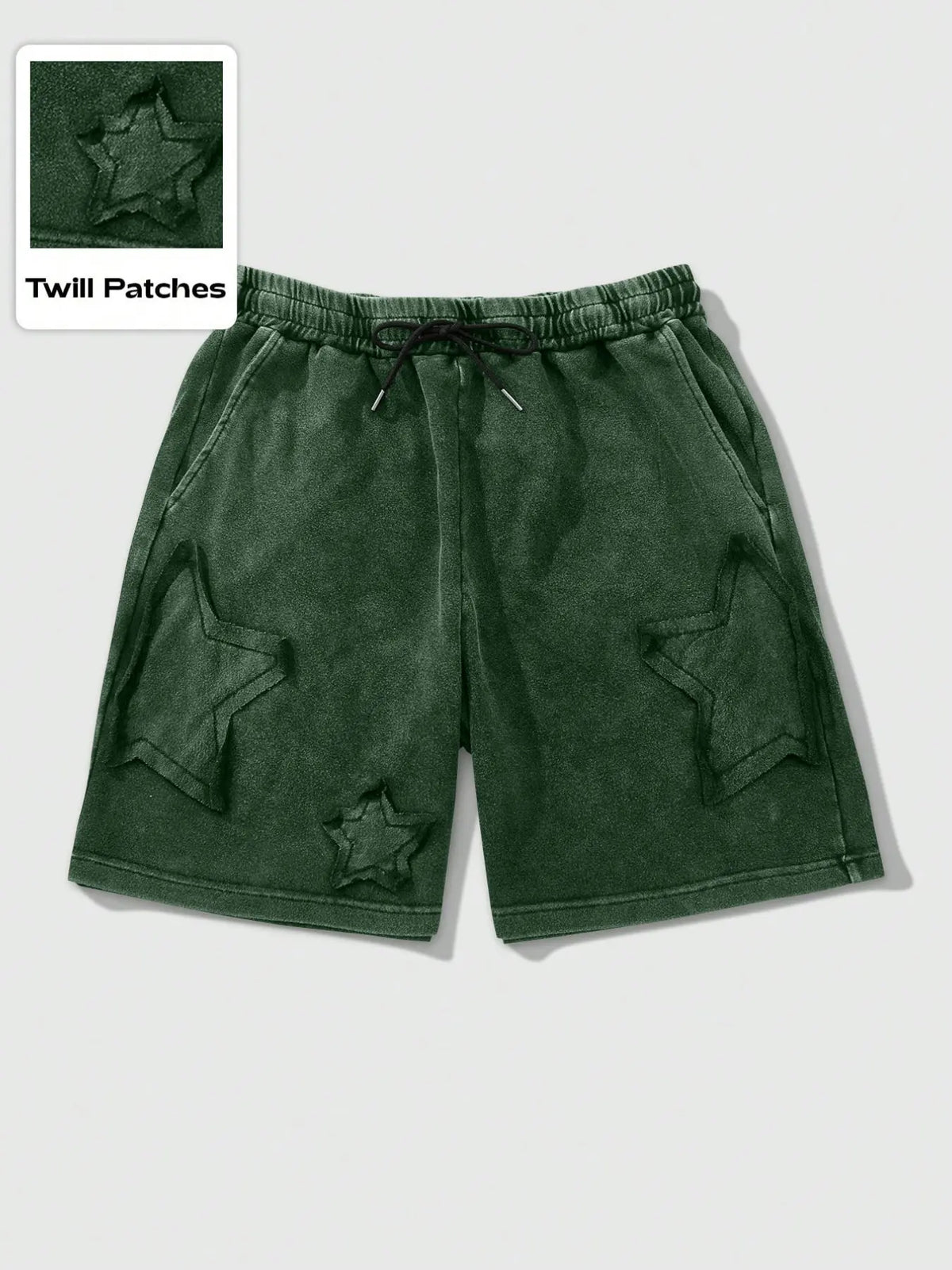 Ezwear Baggy Shorts with Drawstring Waist and Patch Design, Comfortable and Trendy, Perfect Summer Casual Essential, Loose-Fitting Style, Elastic Waist Drawstring Lounge Shorts