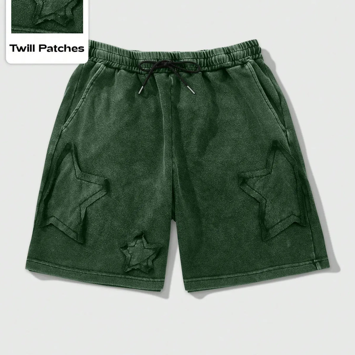 Ezwear Baggy Shorts with Drawstring Waist and Patch Design, Comfortable and Trendy, Perfect Summer Casual Essential, Loose-Fitting Style, Elastic Waist Drawstring Lounge Shorts