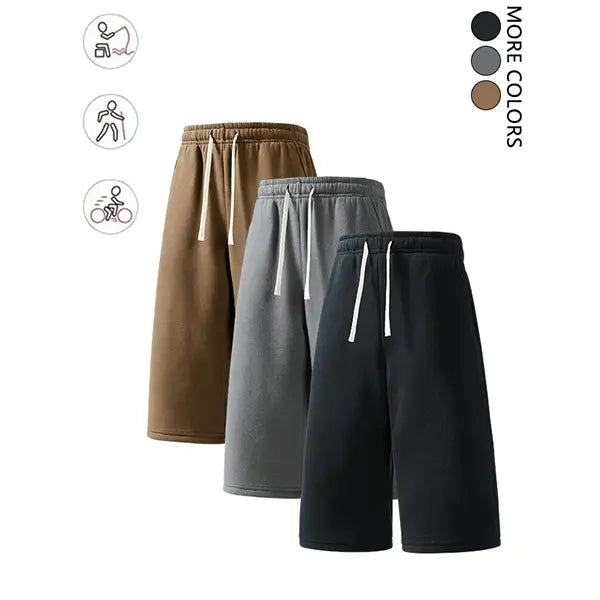 4-pack summer streetwear shorts—comfortable, loose 7/8 length for travel; loose casual athletic pants for everyday wear; classic men’s pants suitable for daily wear and summer vacations.