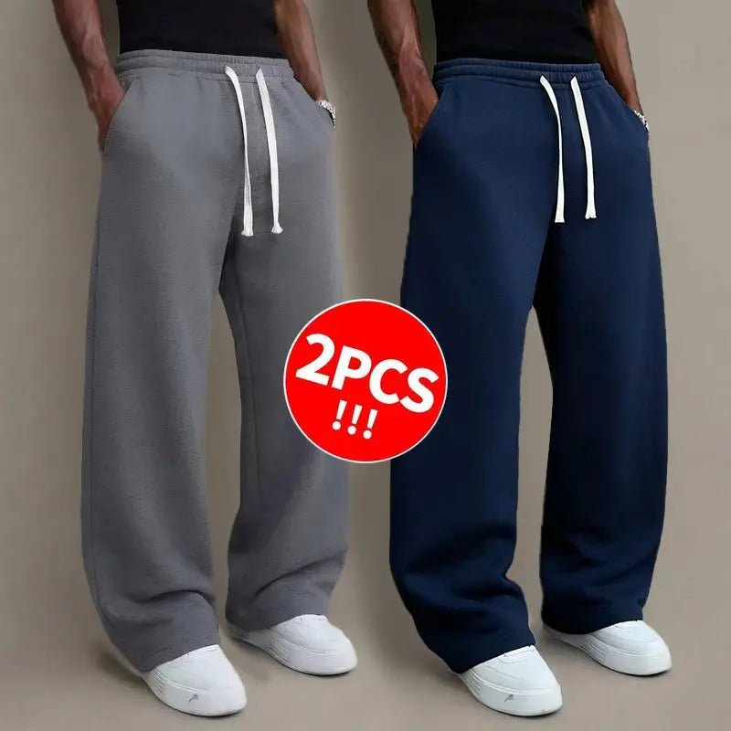 3pcs Men’s autumn/winter knit long pants, comfortable and warm (available in 3-pcs, 2-pcs, and single item).