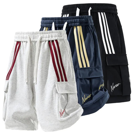Men's Loose-Fit Color-Block Stripes Streetwear Shorts - Casual Straight Fit, Drawstring, Pockets, Breathable Fabric, Activewear, Men's Clothing, Party Mens Bottoms