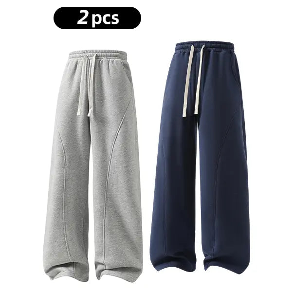 summervibes Men's Solid-Color Drawstring Pants with Curved Blade Design—relaxed fit suitable for all seasons. Street-style men's trousers perfect for everyday wear and layering. Menswear Beige daily wear pant