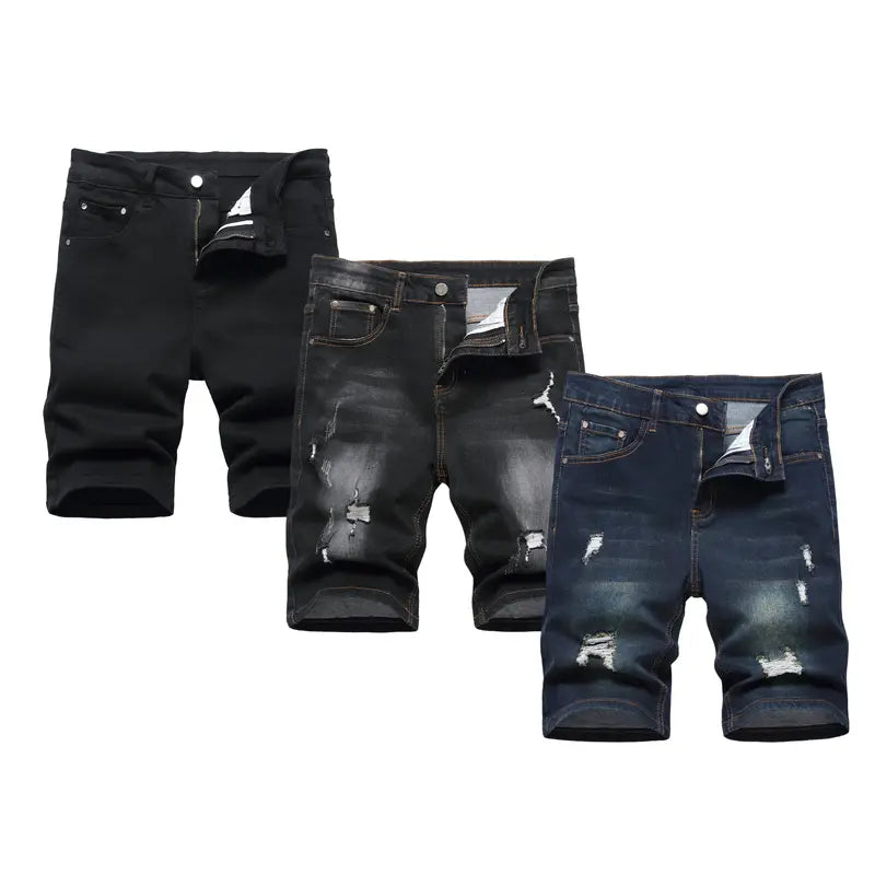 JUNBAOSS Men's Multi Pack Slim Fit Stretch Denim Shorts Ripped Skinny Jean Shorts for Men,Fashion Straight Comfort Flex Waist Short Jean