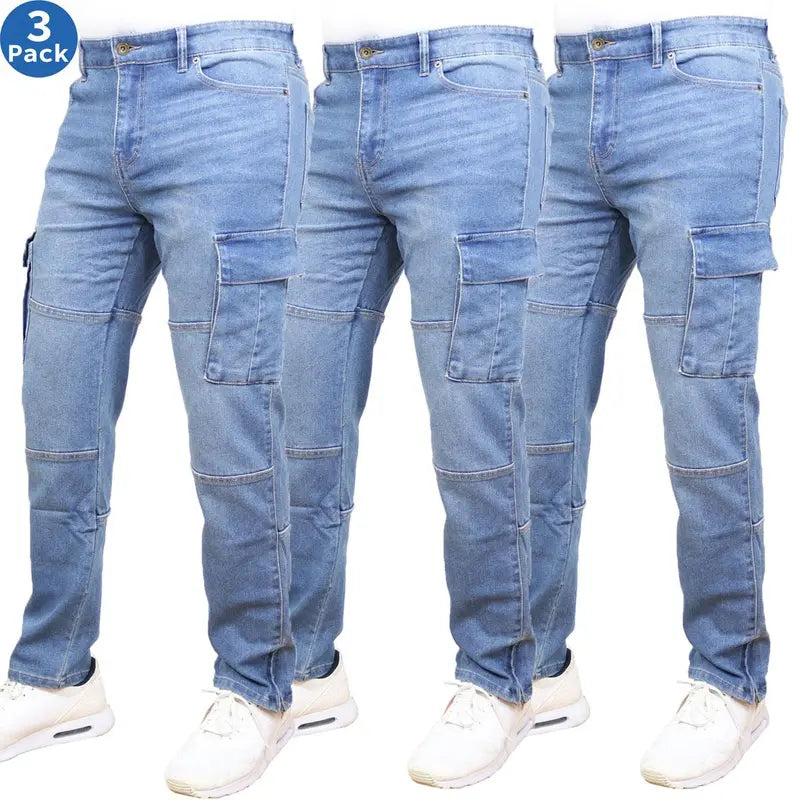 Men's Multi Pack Stretch Cargo Pocket Jeans -