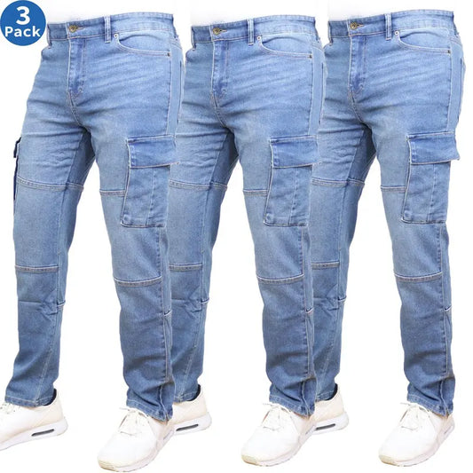 Men's Multi Pack Stretch Cargo Pocket Jeans -