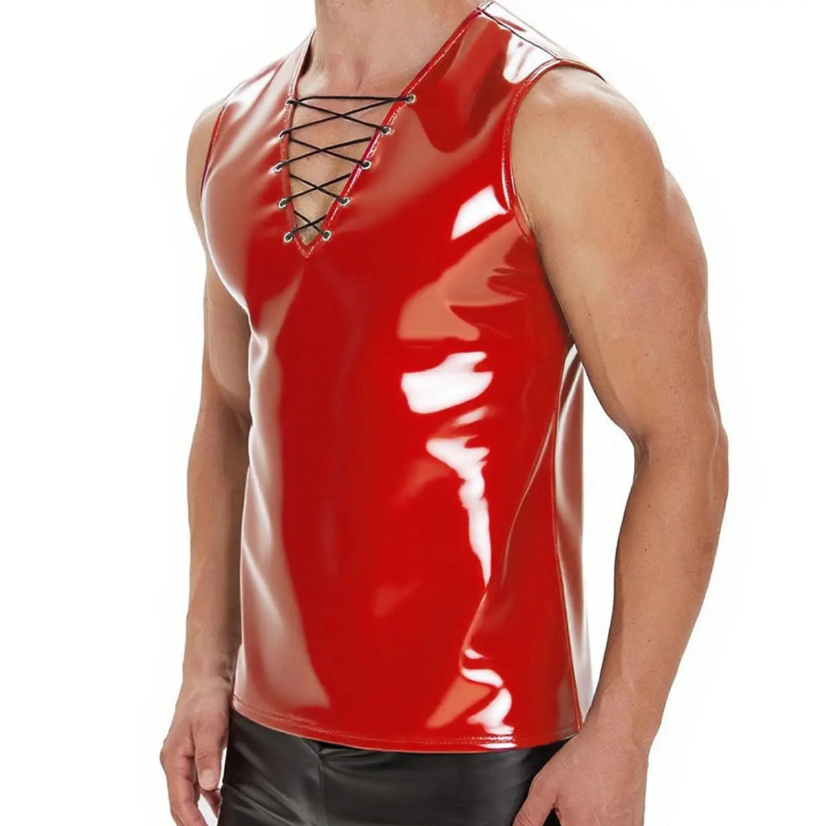 Men's Sleeveless Half-Zip Pull-On Slim Fit Elastic Nightclub Top, Comfortable and Stylish, Perfect for Evening