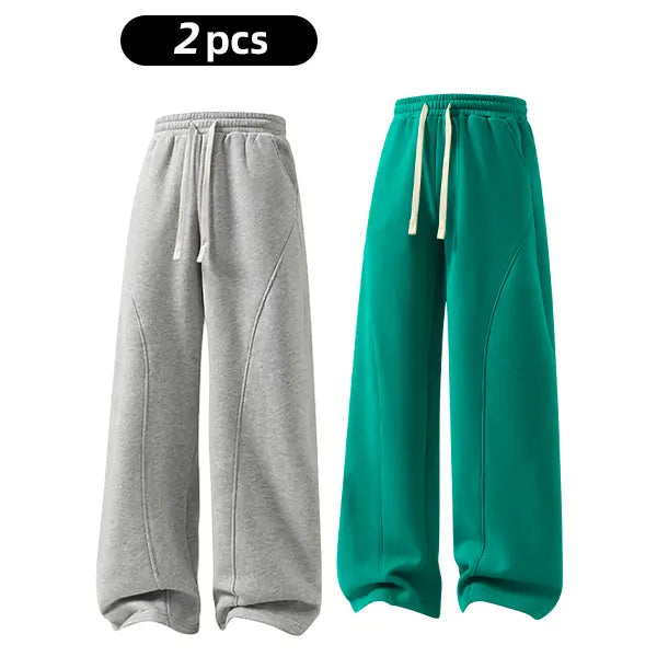 summervibes Men's Solid-Color Drawstring Pants with Curved Blade Design—relaxed fit suitable for all seasons. Street-style men's trousers perfect for everyday wear and layering. Menswear Beige daily wear pant
