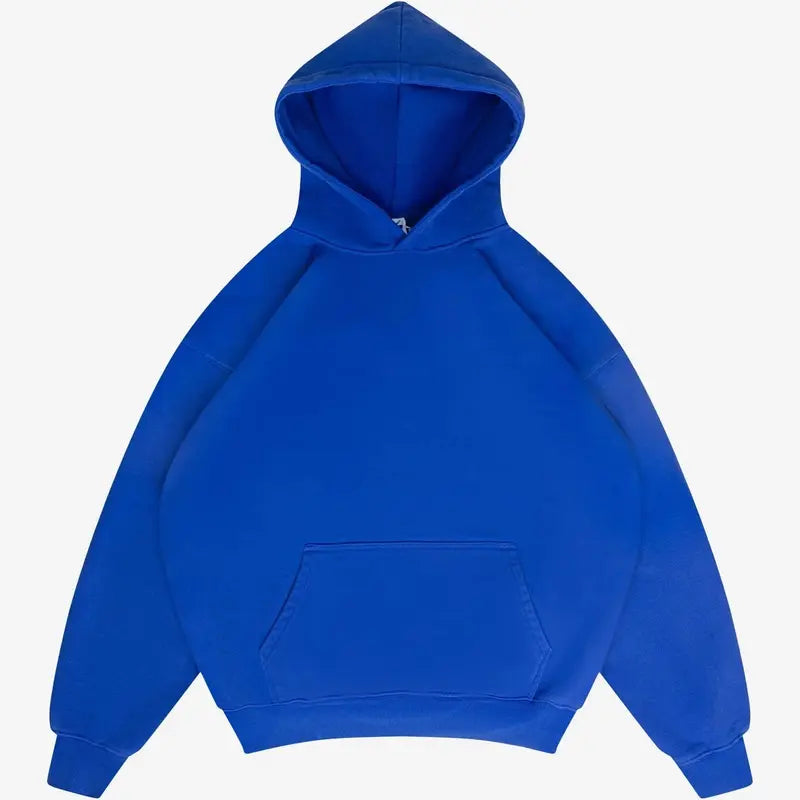 Unisex Cozy Boxy Oversized Blank Hoodie - 360GMS Polyester Fleece Cotton, Plain Streetwear Clothing, Long Sleeve Basic Tops, Relaxed Fit Soft Sweatshirt for Spring Comfort, Long Sleeve Tops