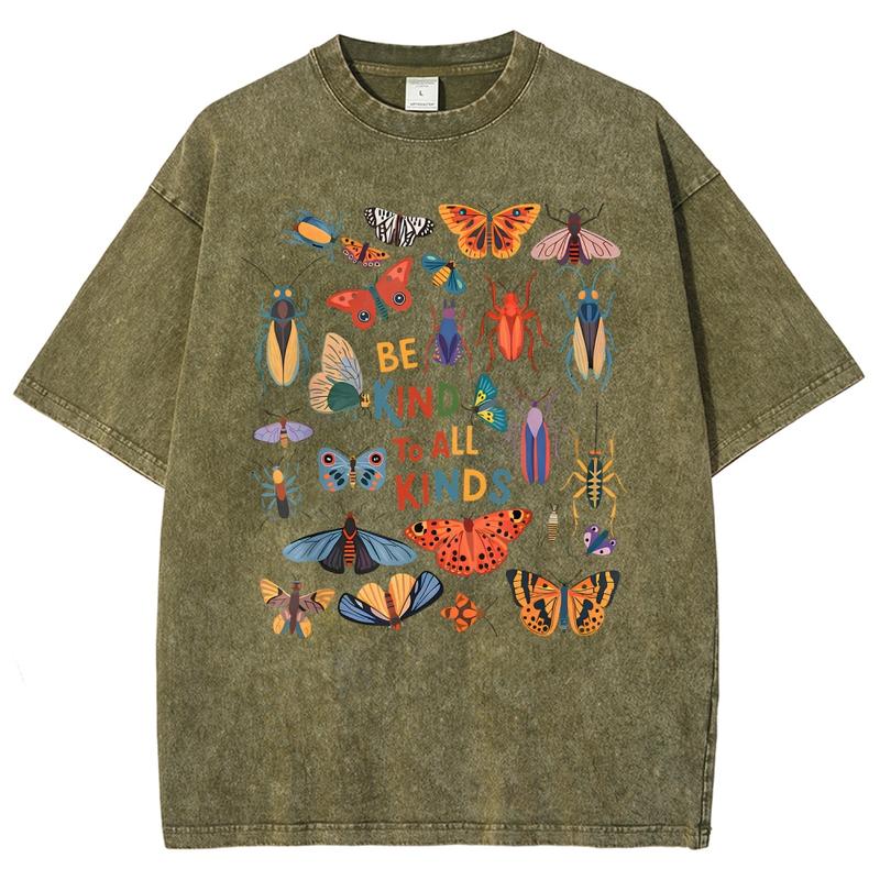 Men's Cotton Tshirt - Vintage 90s "Be Kind To All Kinds Insect Bugs" Graphic Top, Oversized Trendy Menswear Streetwear, Casual Vacation Outfit
