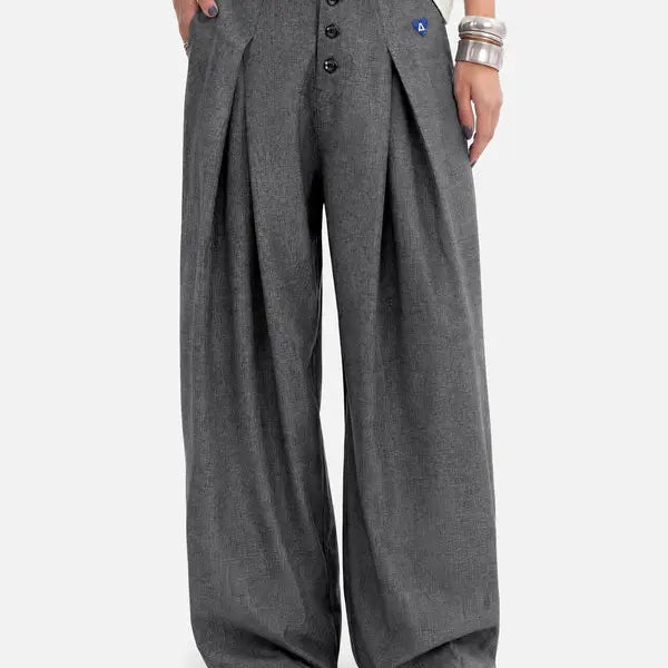 Aelfric Eden Pleated Wide Leg Work Pants High Waist Button Front Tailored Trousers Relaxed Fit Office Outfits Business Casual Pants for Women