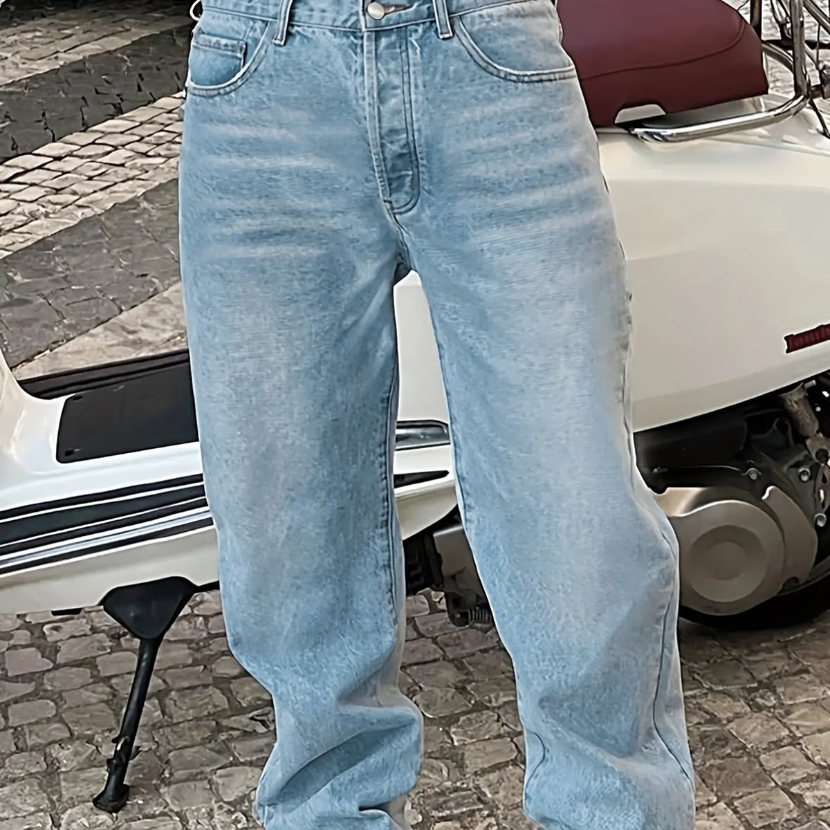 Men's New Fashion Casual Washed Jeans, Denim Woven Jeans, Four-Season Versatile Simple Style, Plain Surface Fitted Jeans, All Seasons Wear