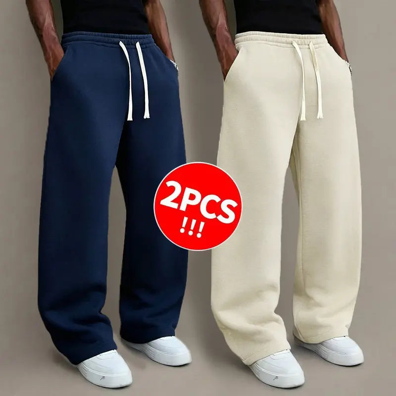 3pcs Men’s autumn/winter knit long pants, comfortable and warm (available in 3-pcs, 2-pcs, and single item).