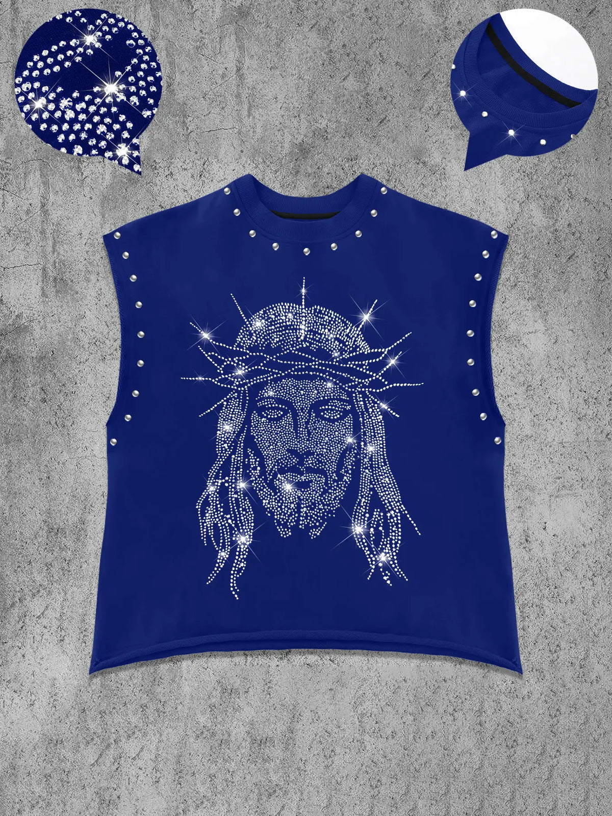 Men's Casual Vest with Embroidered Jesus Print, Comfortable and Durable, Regular Fit, Graphic Style, All Seasons Wear