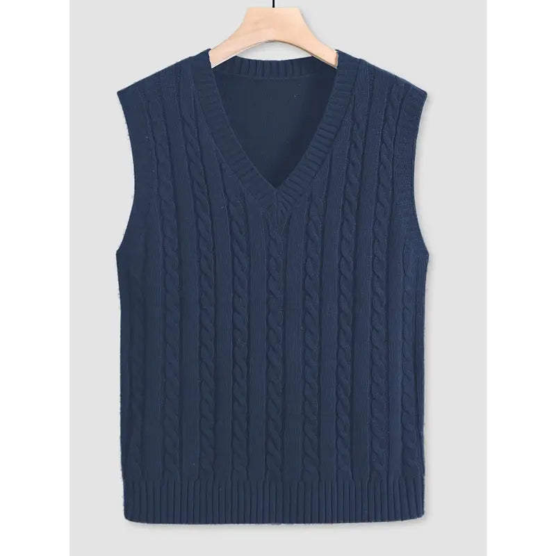 Men's Plus Size Plain V-Neck Knitting Sweater Vest - Solid Acrylic Streetwear Tops, Lightweight Regular Fit Pull-On Sleeveless, Medium Stretch for Spring-Fall, Available in 0XL-5XL (Includes 1XL,4XL)