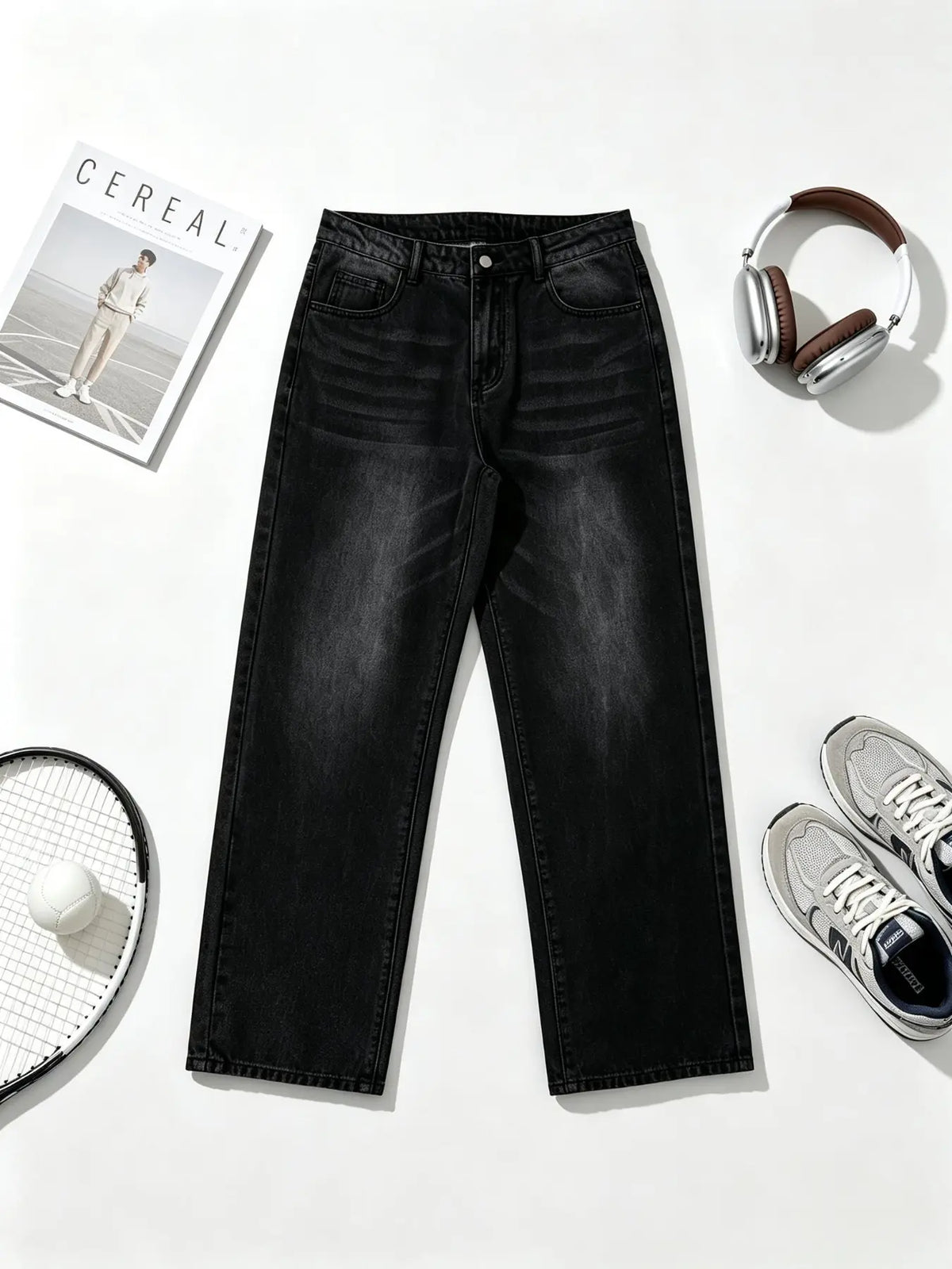 Men's New Washed Loose Denim Jeans, Baggy Wide Leg, Fashionable Embroidered Casual Style, Versatile All-Season Wear, Comfortable & Stylish Design