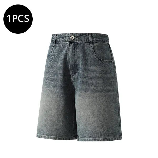 5-Pack Men’s Summer Knee-Length Denim Shorts — Trendy High-Street/Streetwear Athletic Casual Loose Fit, Ideal for Fitness and Running
