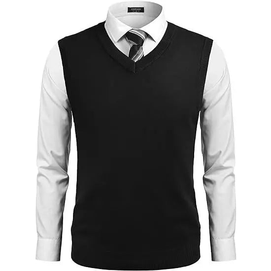 Fall Outfits Men's V-Neck Sleeveless Argyle Sweater Vest Slim Fit Casual Knitted Pullover for Spring Autumn Winter Office Wear & Party Events