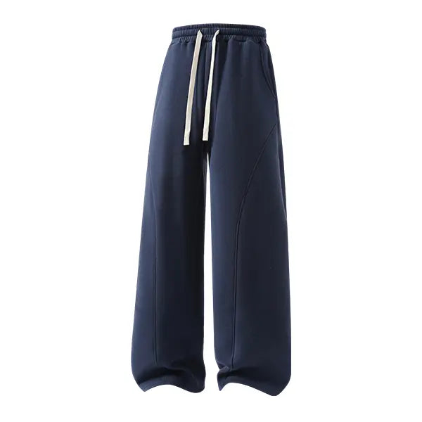 summervibes Men's Solid-Color Drawstring Pants with Curved Blade Design—relaxed fit suitable for all seasons. Street-style men's trousers perfect for everyday wear and layering. Menswear Beige daily wear pant