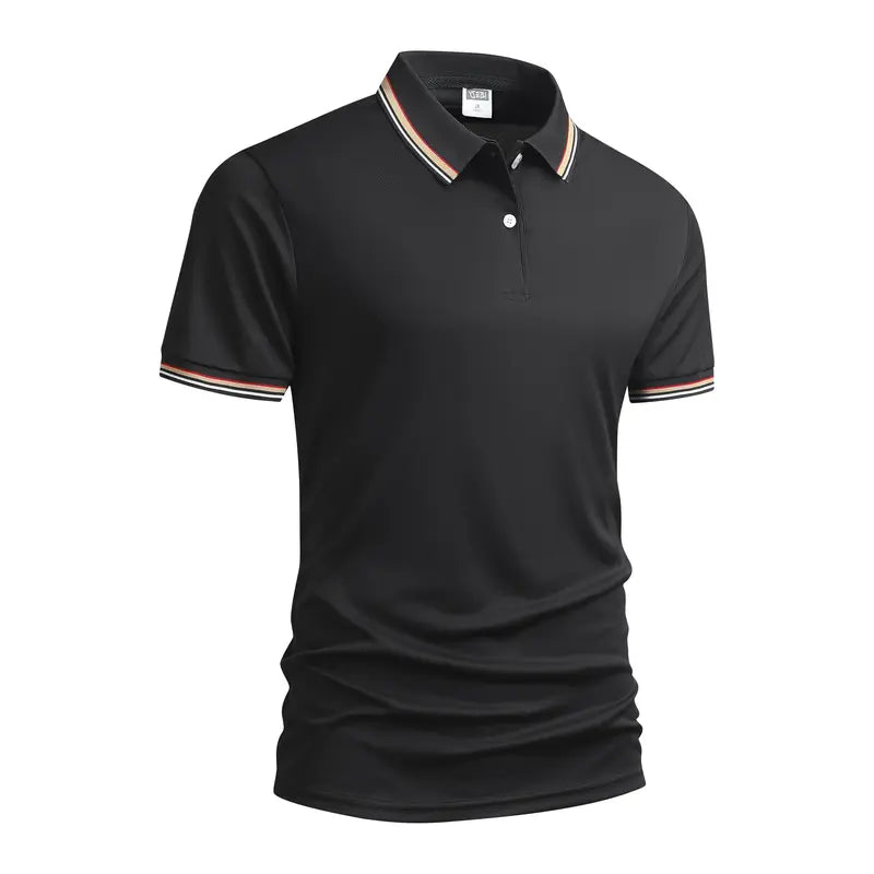 3-pack men's polo shirts with striped collar and cuffs, available in multiple color combinations, perfect for business and casual wear