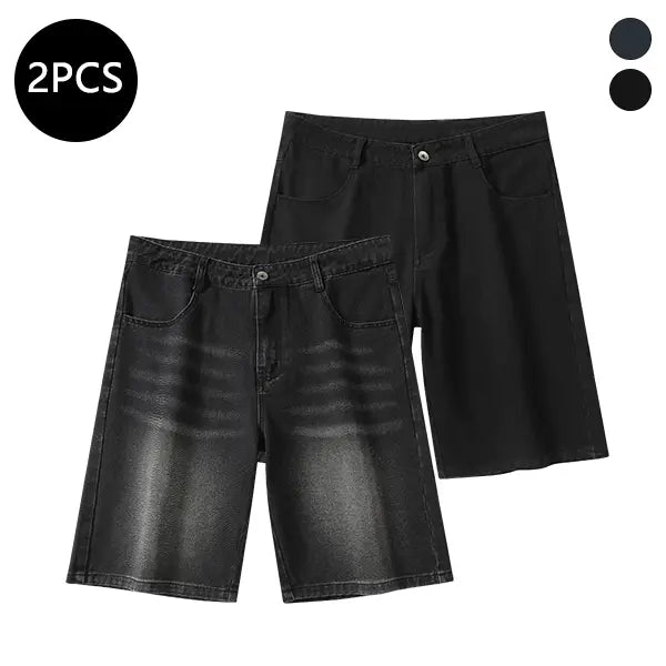 Men’s summer mid-thigh denim shorts — trendy streetwear shorts for summer, casual loose fit, versatile men’s pants
