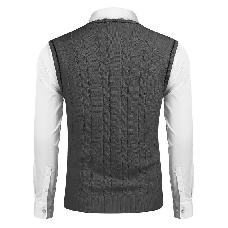 COOFANDY Men's Sweater Vest V Neck Slim Fit Casual Sleeveless Twisted Knitted Pullover Sweater