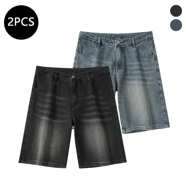 Men’s summer mid-thigh denim shorts — trendy streetwear shorts for summer, casual loose fit, versatile men’s pants